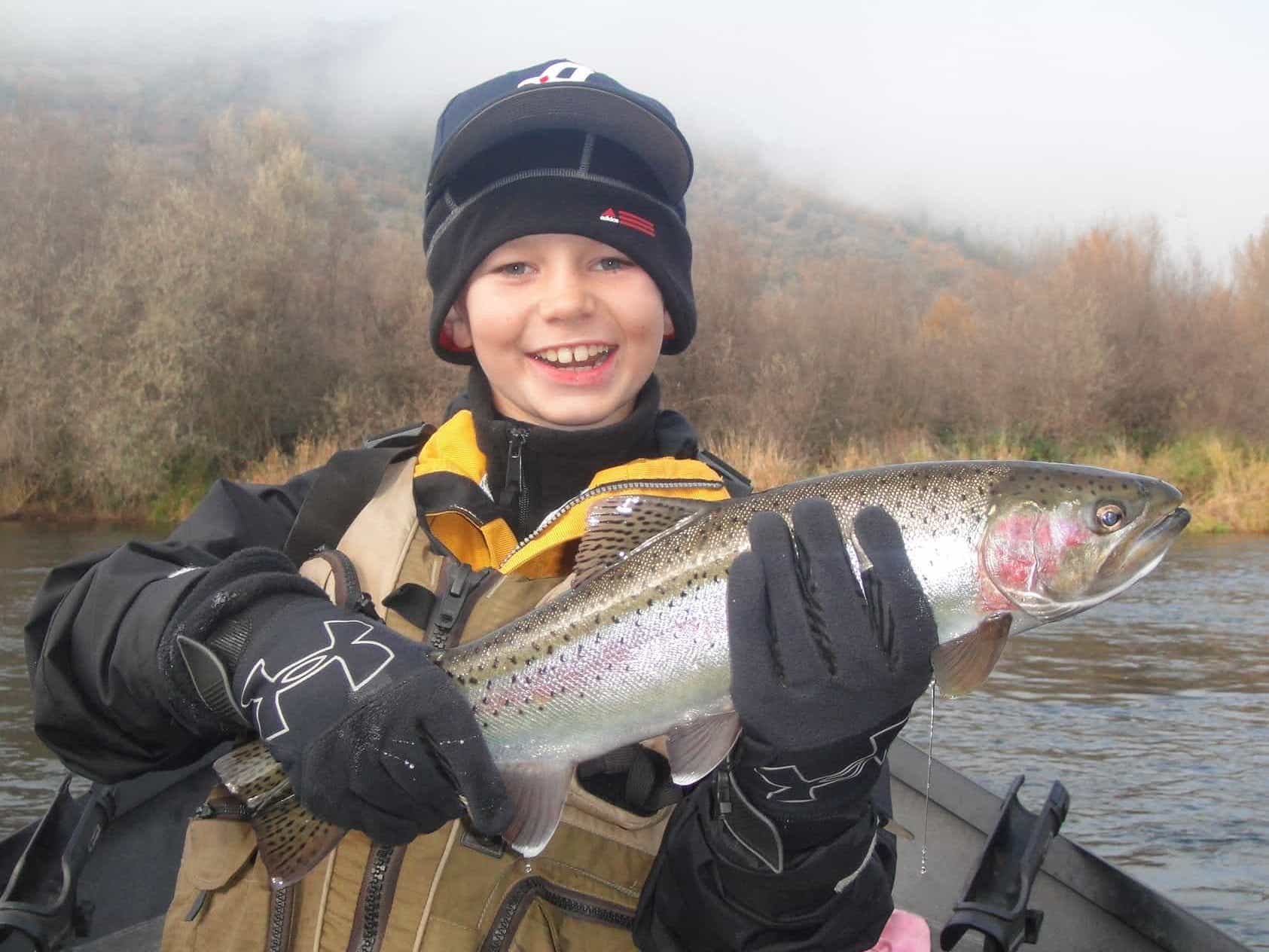 Rogue river steelhead caught fishing the upper Rogue in fall.